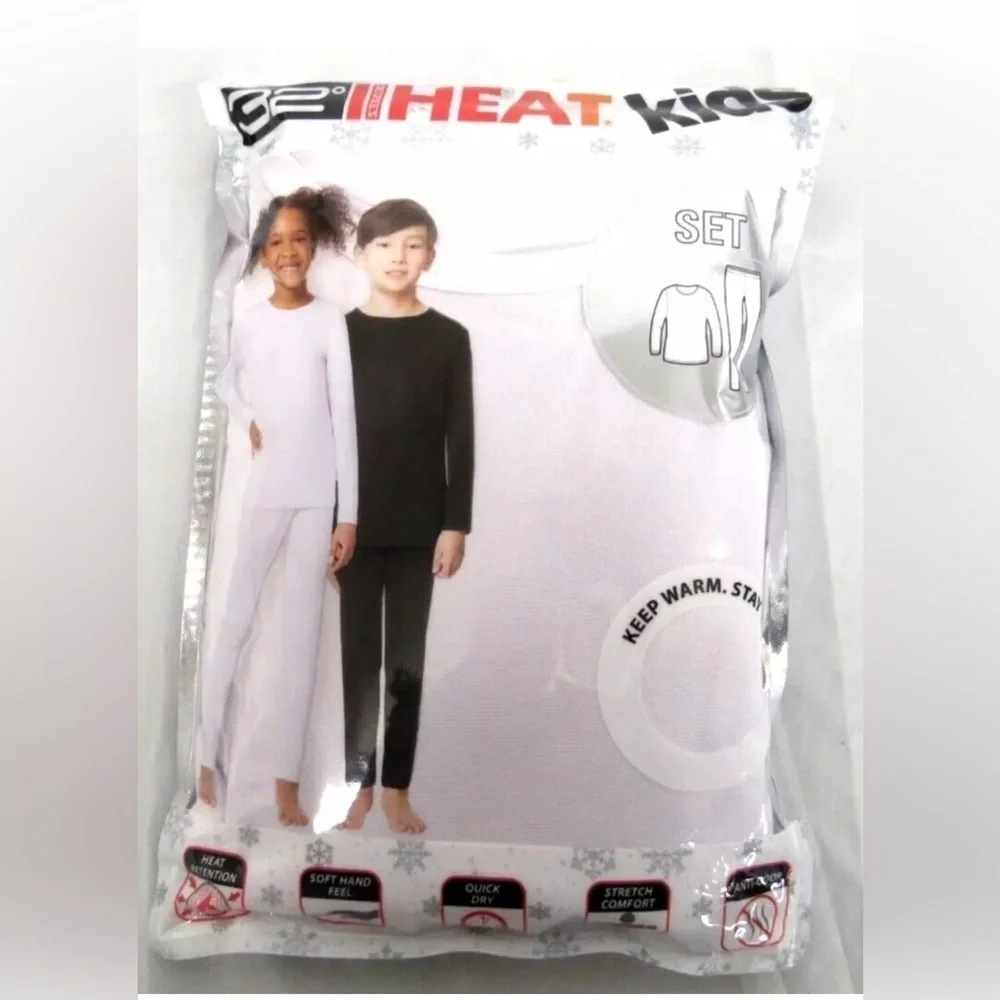 32degrees kids heat Long Sleeve Crew Neck Legging Set Large 12/14 White